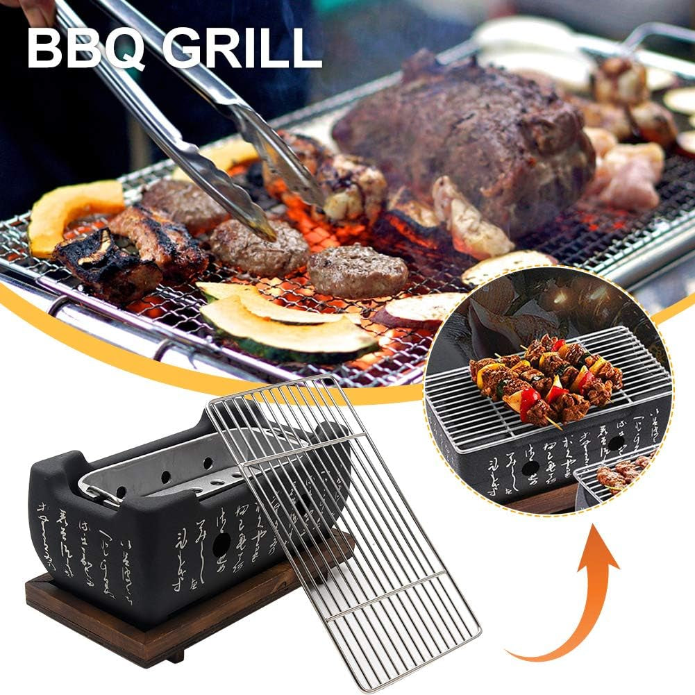 Japanese Style Barbecue Grill Portable Food Charcoal Stove/Bbq Plate Household Barbecue Tools Accessories (BBQ Grill (24X12.5Cm))